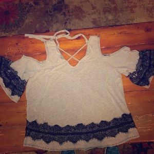 Maurice’s black and white cold shoulder w/lace.